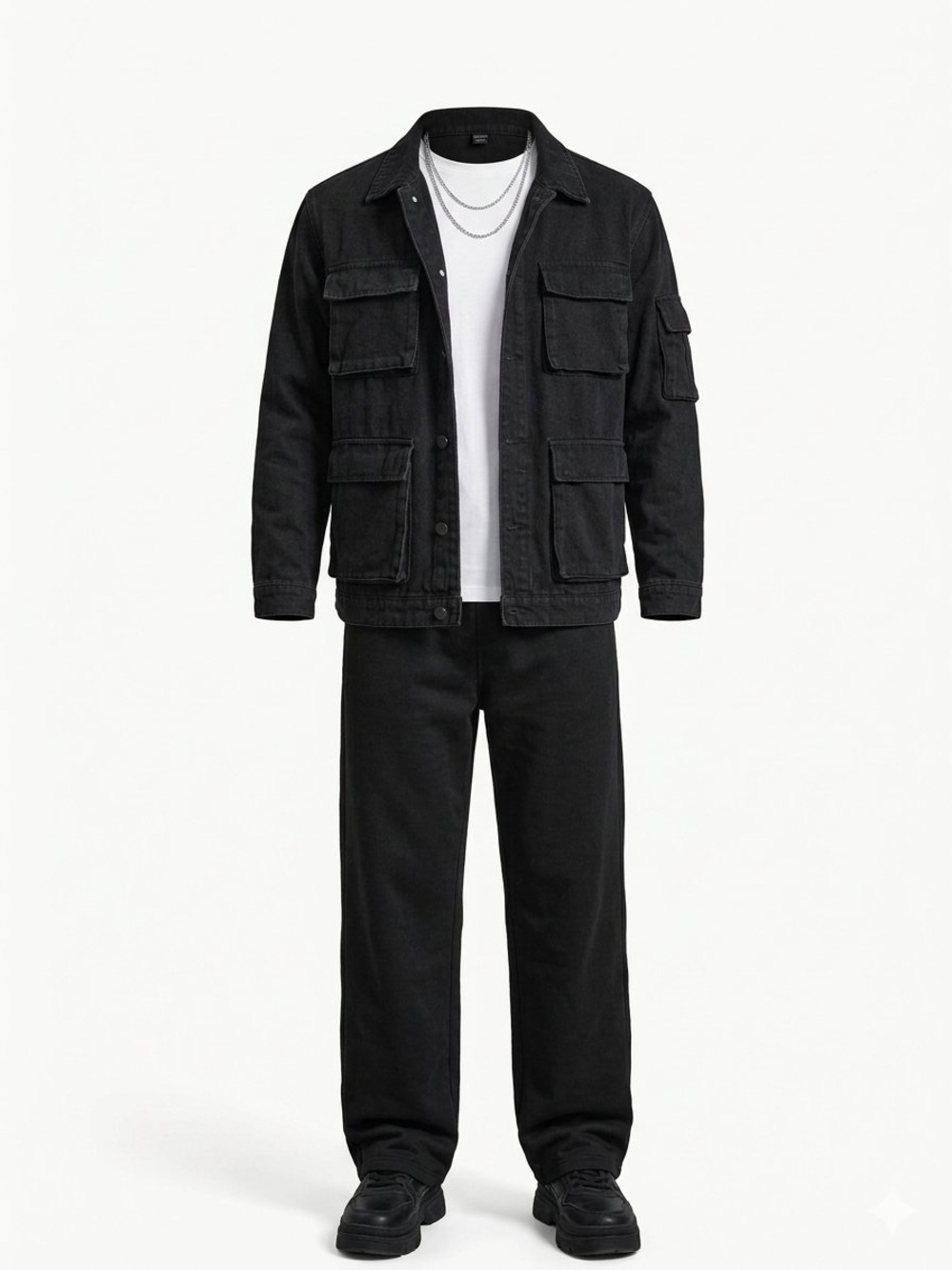 Men's Black Relaxed Sweatpants with Elastic Waist